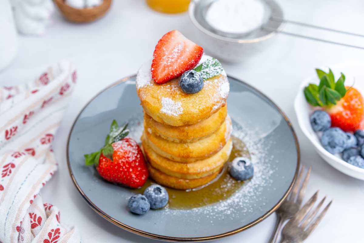 stack of air fried pancakes.