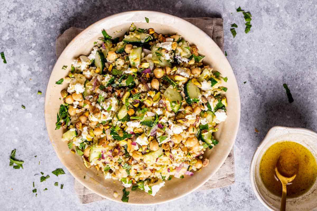 assembled salad in a bowl.