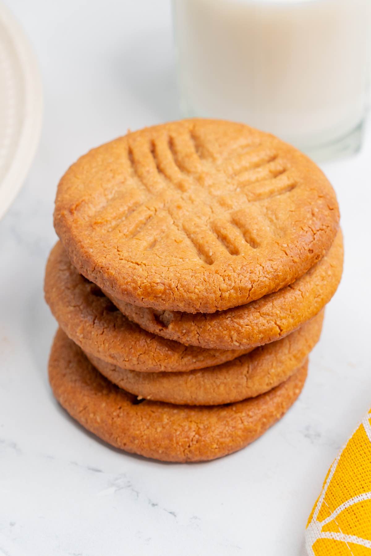 stack of two ingredient peanut butter cookies.