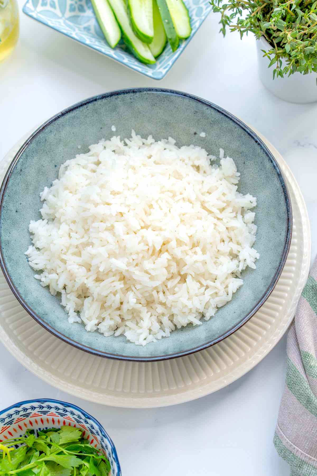 fluffy basmati rice in a bowl.