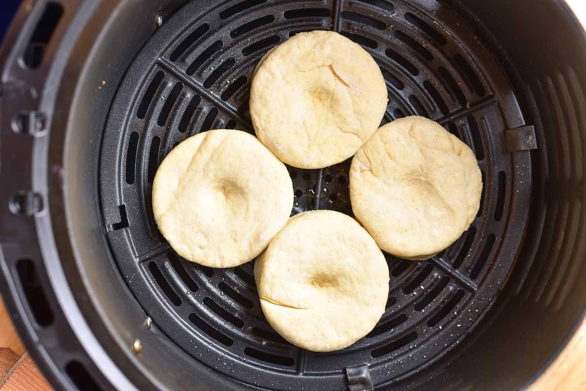 unbaked biscuits in the air fryer.