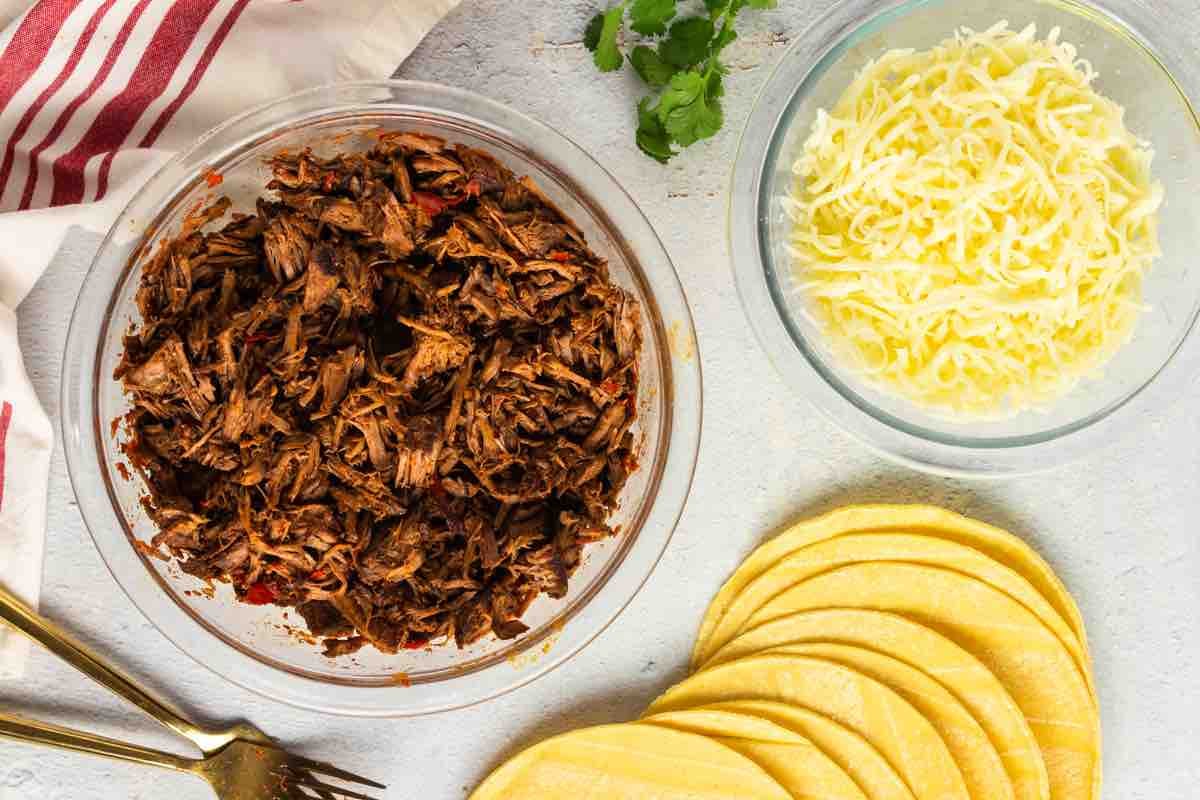 shredded beef birria in a bowl.