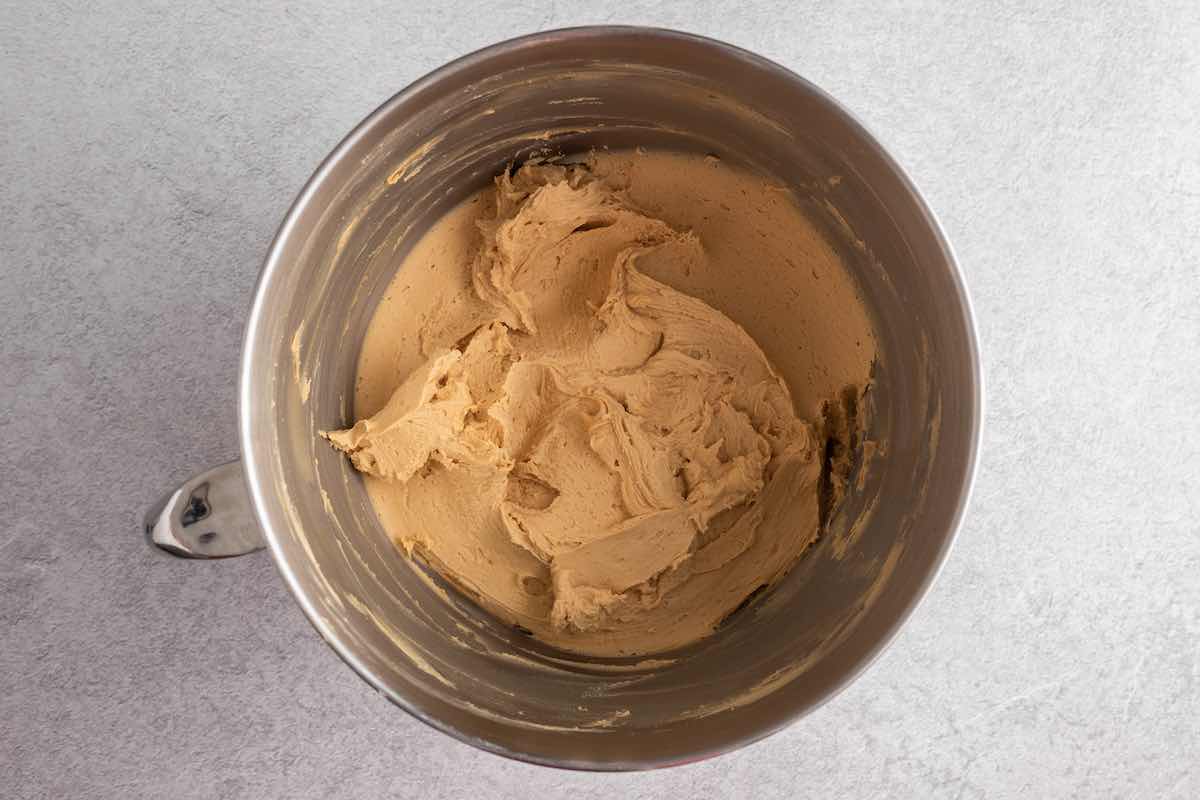 biscoff frosting in a stand mixer.