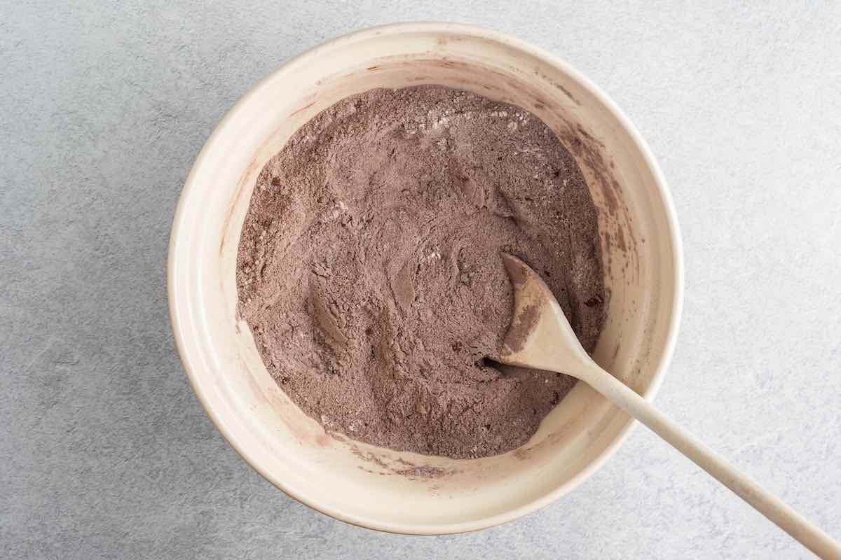 dry ingredients in a mixing bowl.