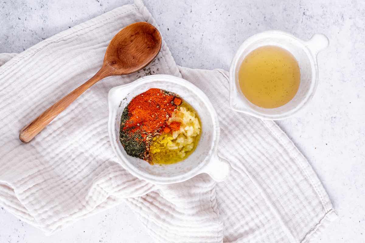 marinade ingredients in a bowl.