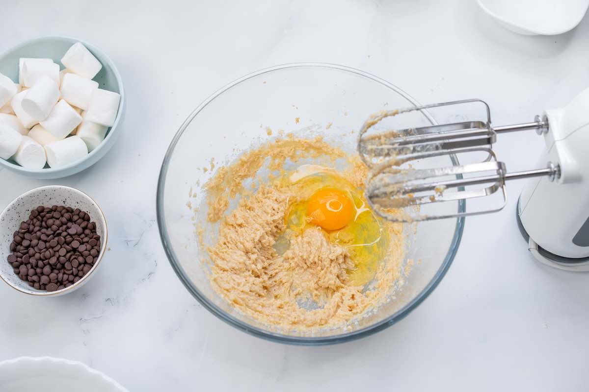 creamed sugar and butter with an egg.