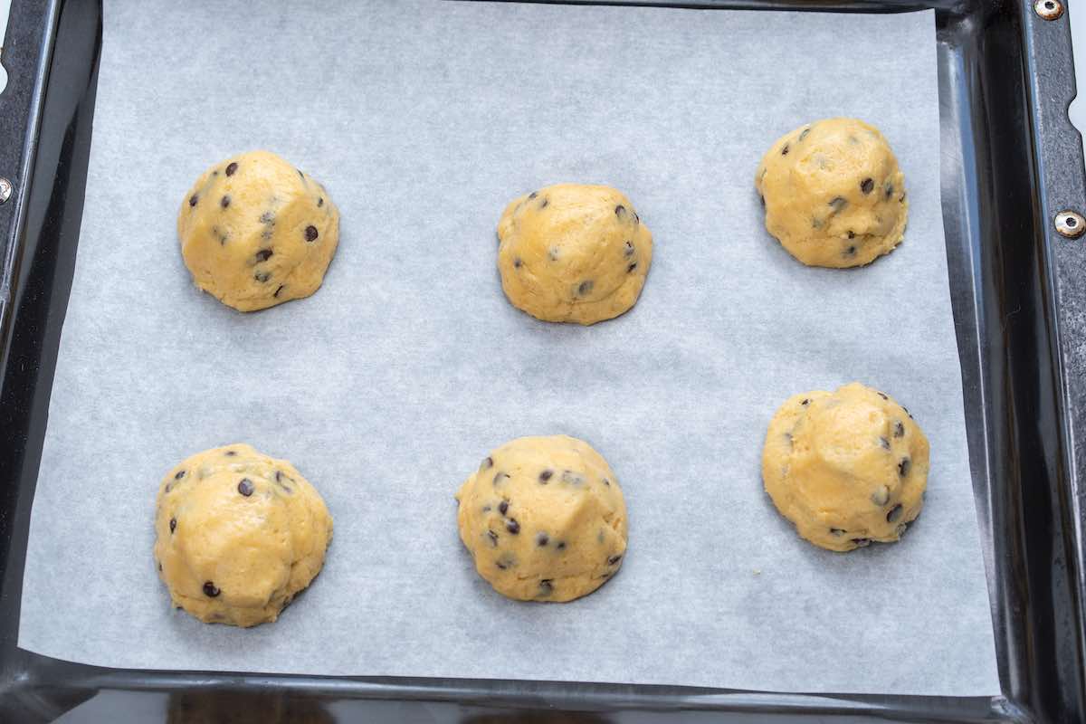 stuffed unbaked cookies with a marshmallow in the middle.