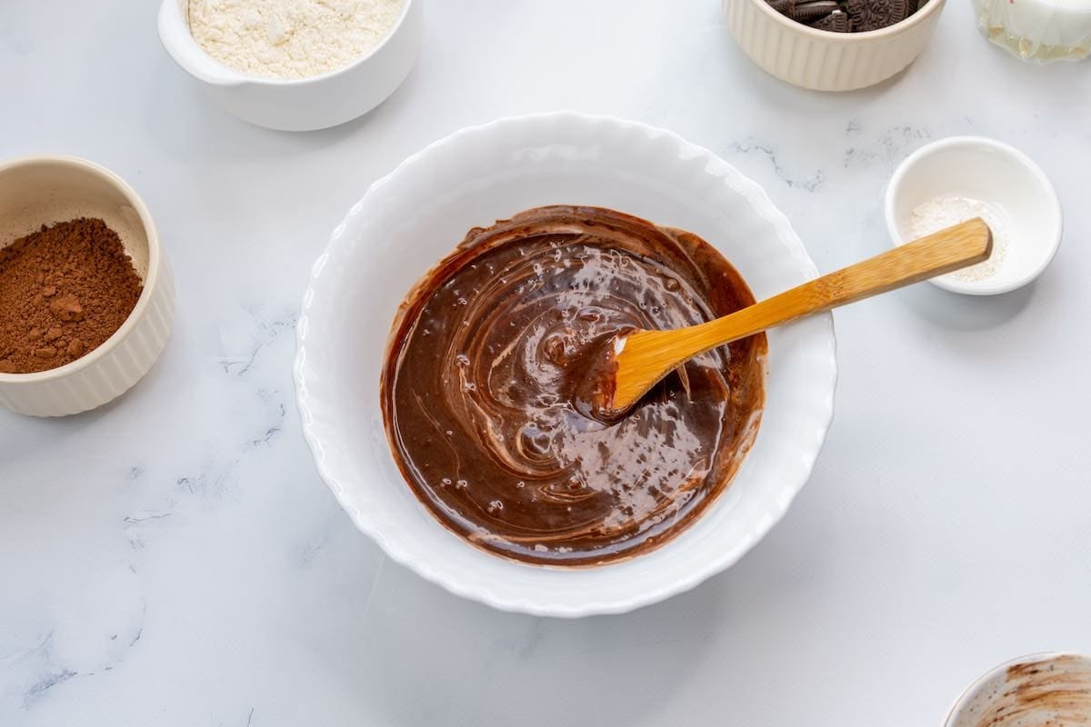 melted chocolate and yogurt and sugar.