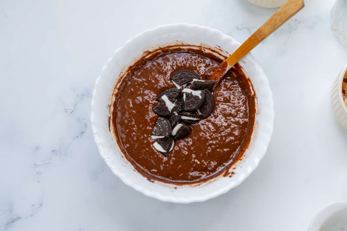 brownie batter with chopped Oreos mixed in.