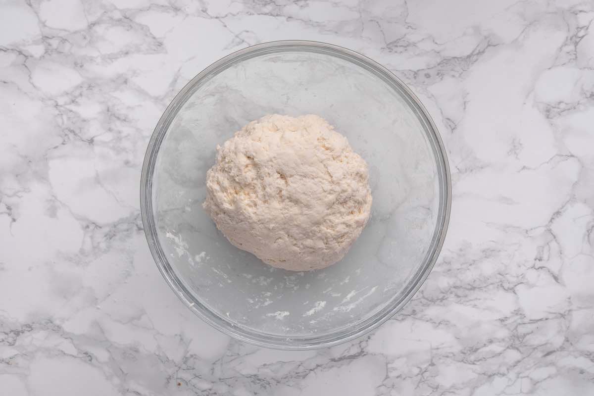bagel dough in a bowl.