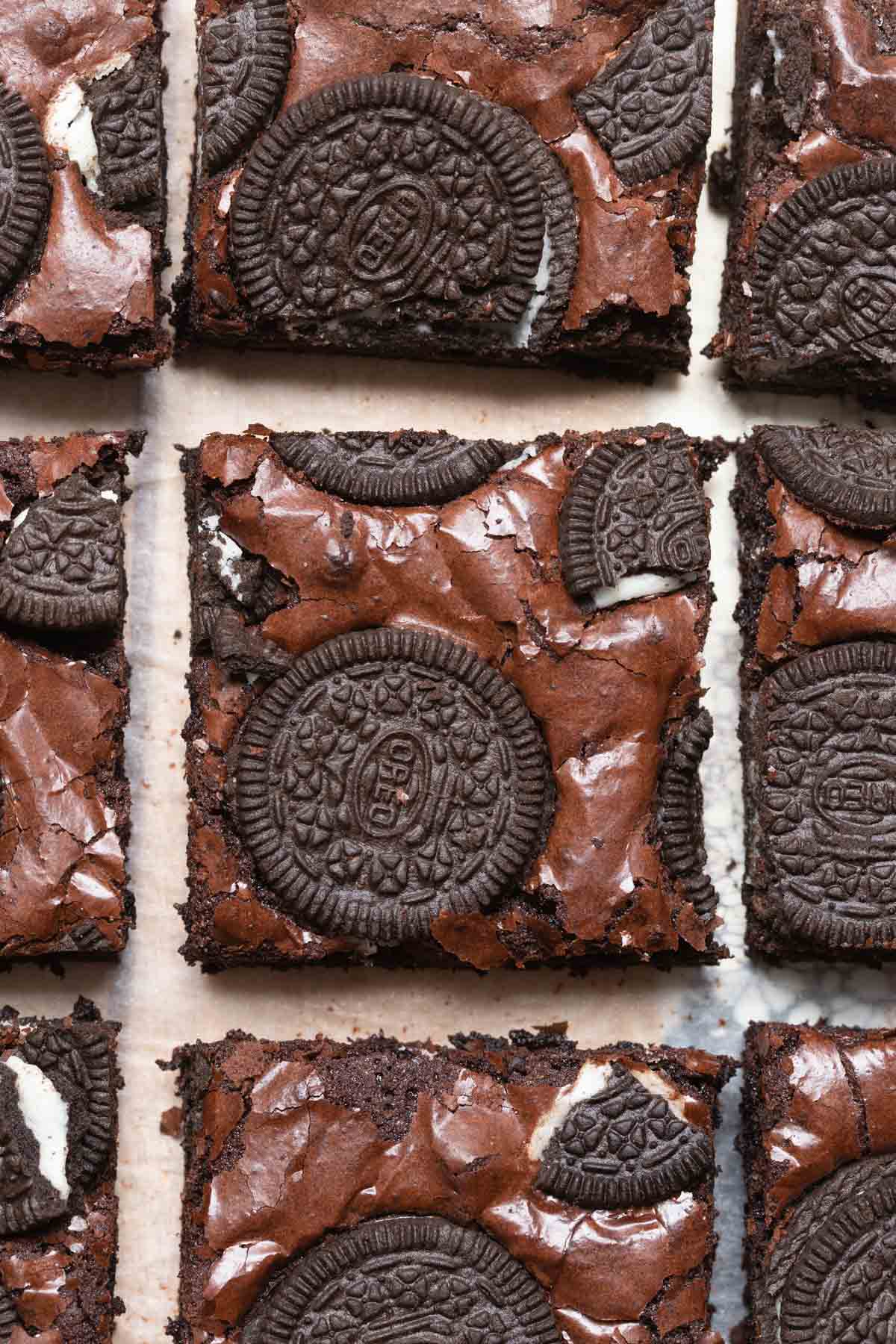 fudgy brownies with Oreo brownies.