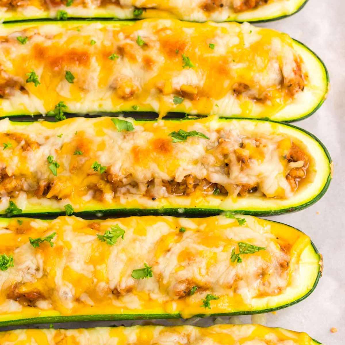 Cheesy Stuffed Zucchini Boats {Low Carb & Healthy}