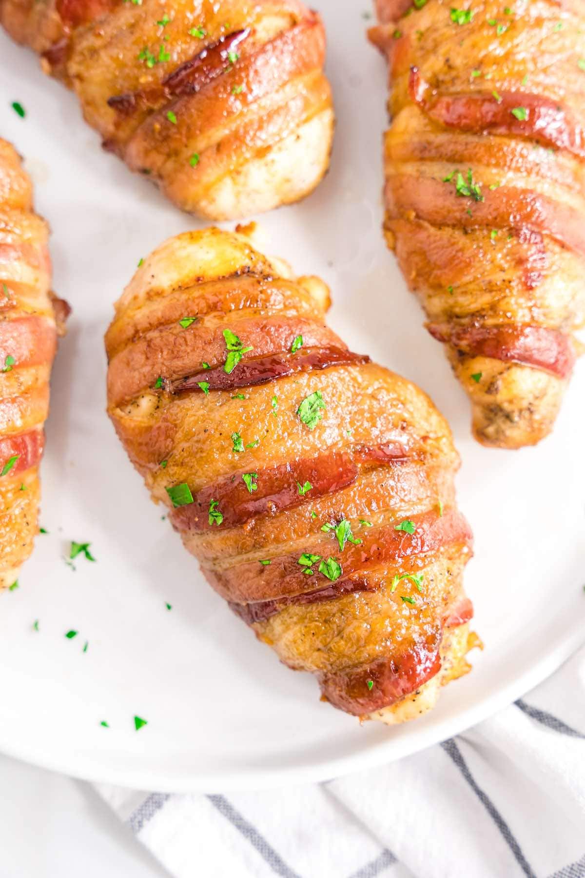 bacon wrapped chicken breast.