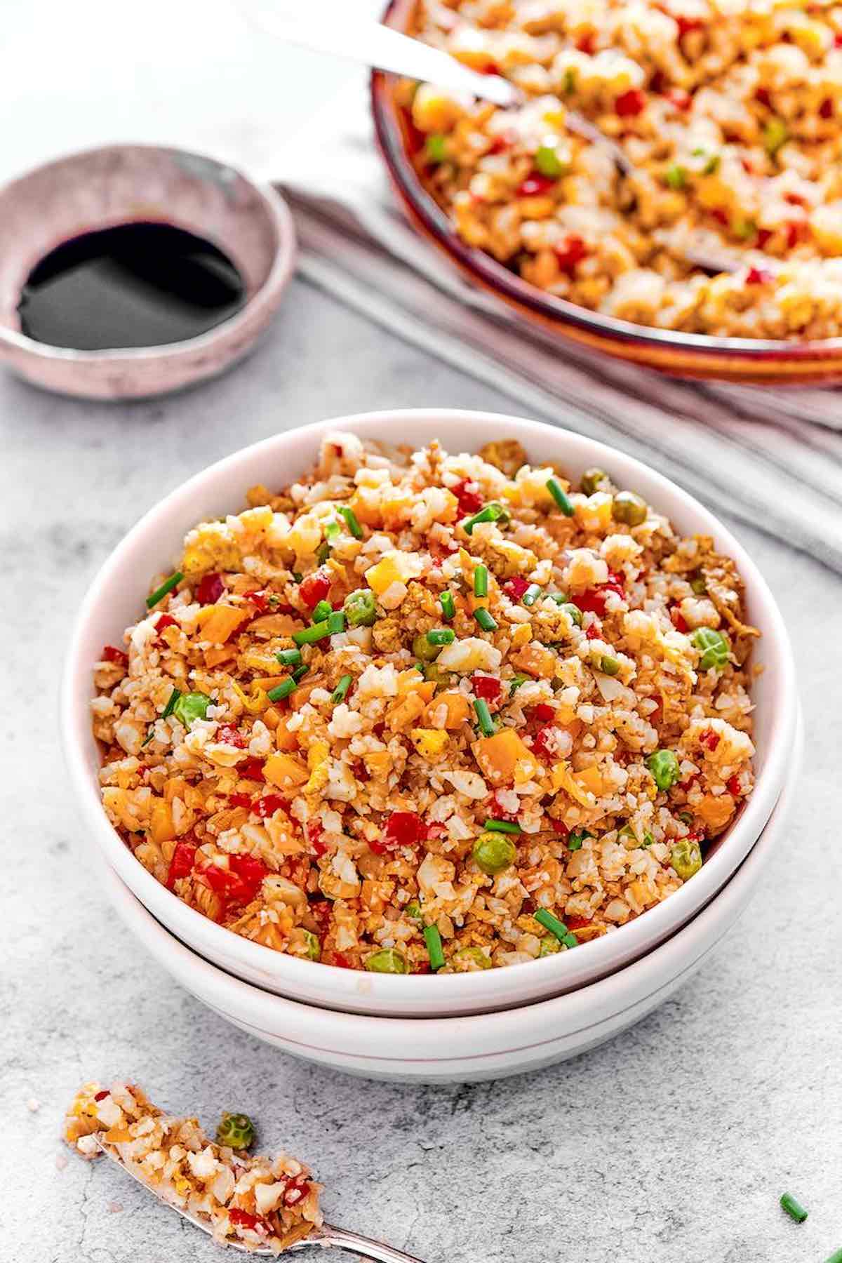 bowl of cauliflower fried rice.