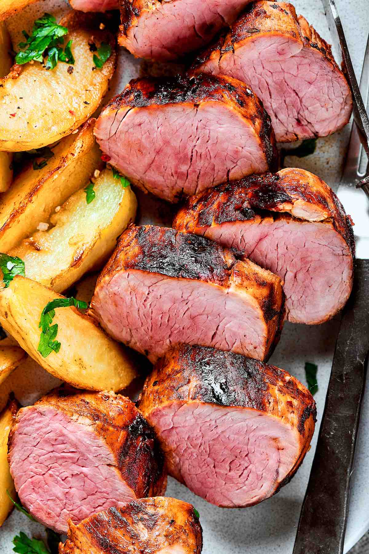 sliced and grilled pork tenderloin.