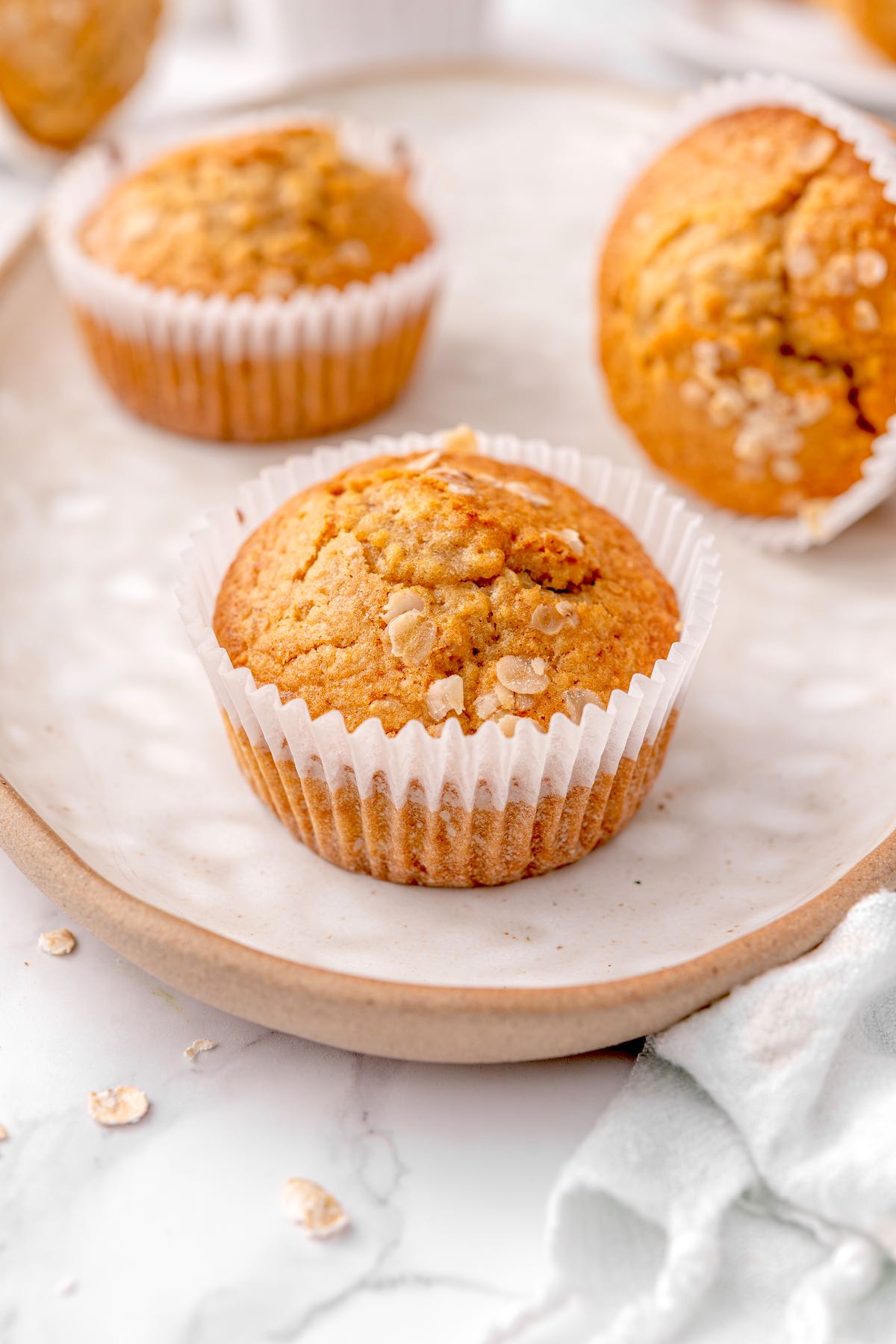 healthy oatmeal muffins on a plate.