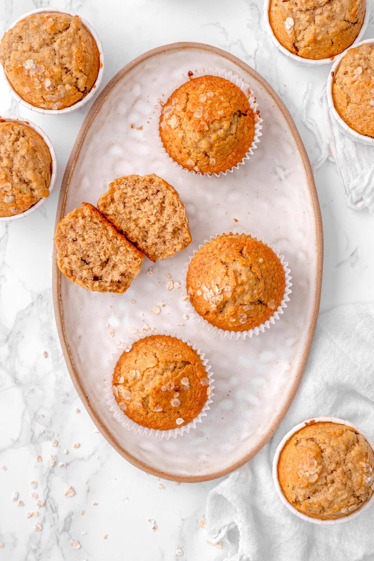 healthy oatmeal muffins on a serving plate.