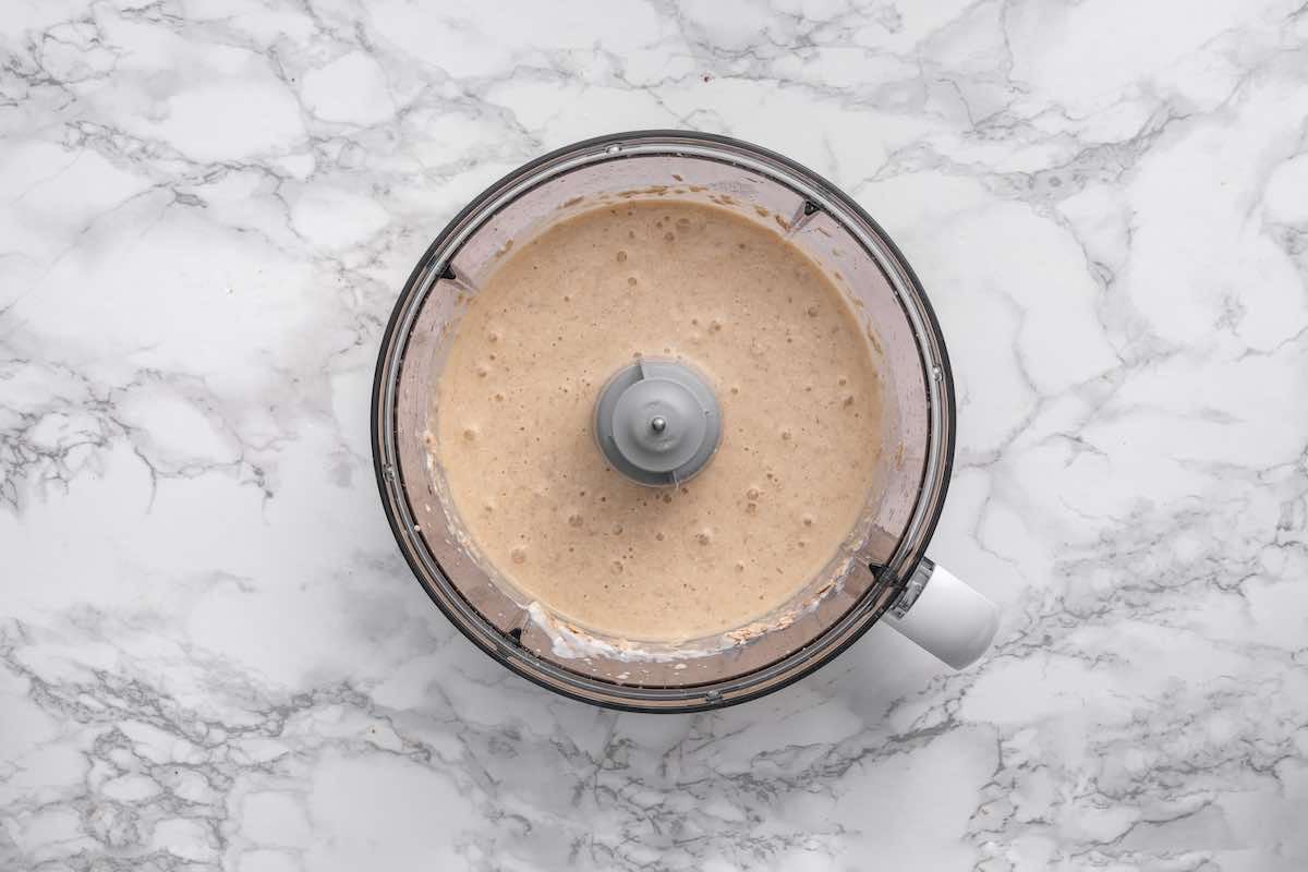 oats, cottage cheese, and eggs in a blender.