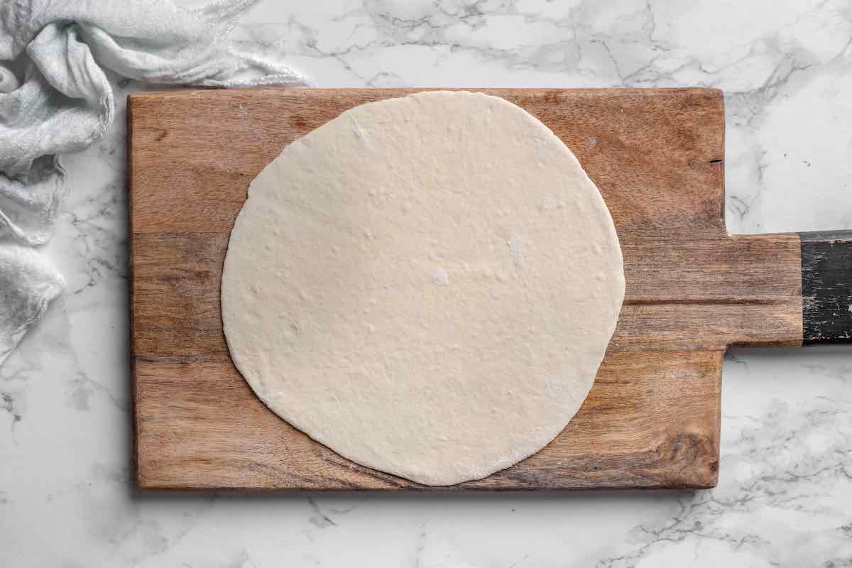 flattened out dough ball.