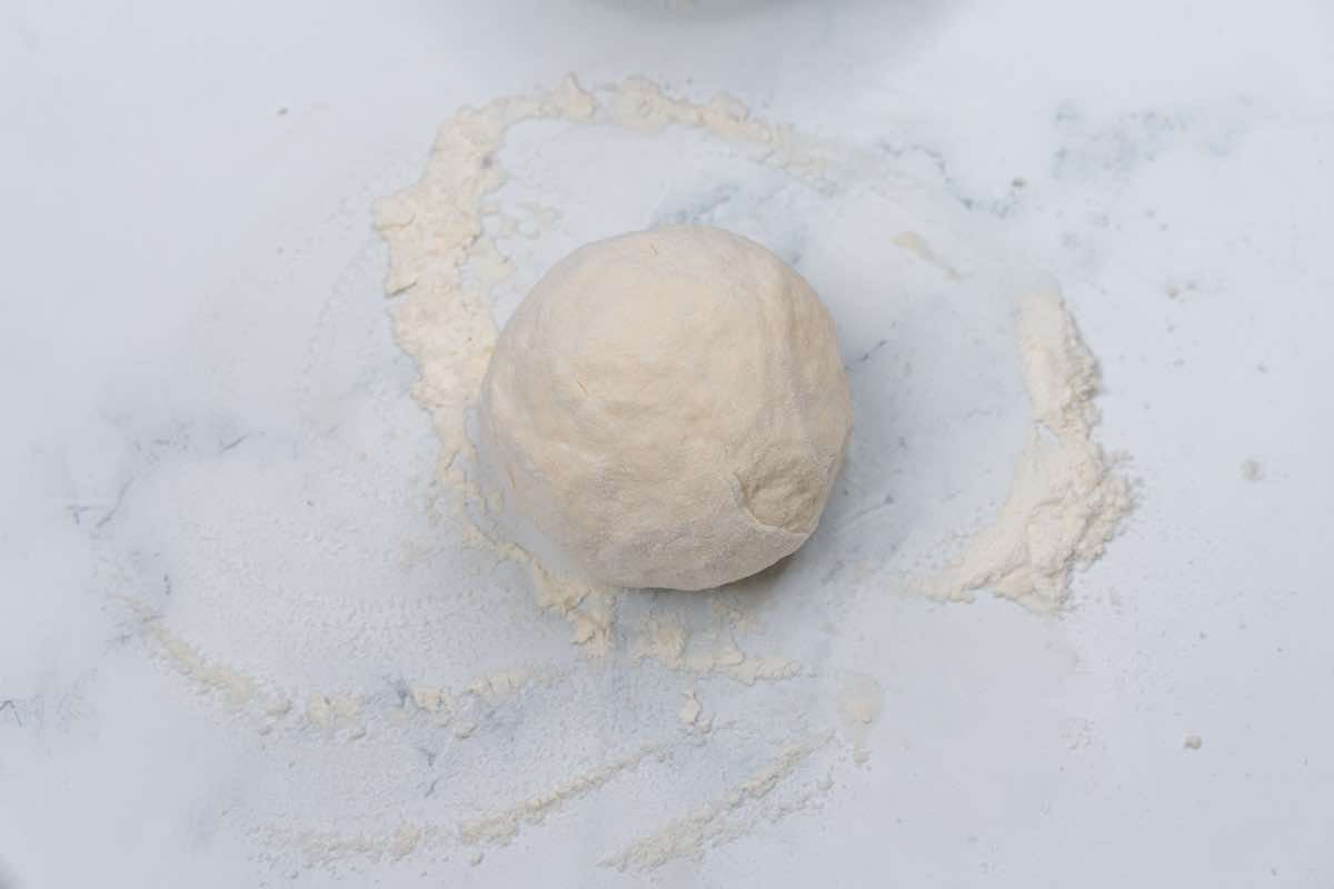 rolled out ball of dough.