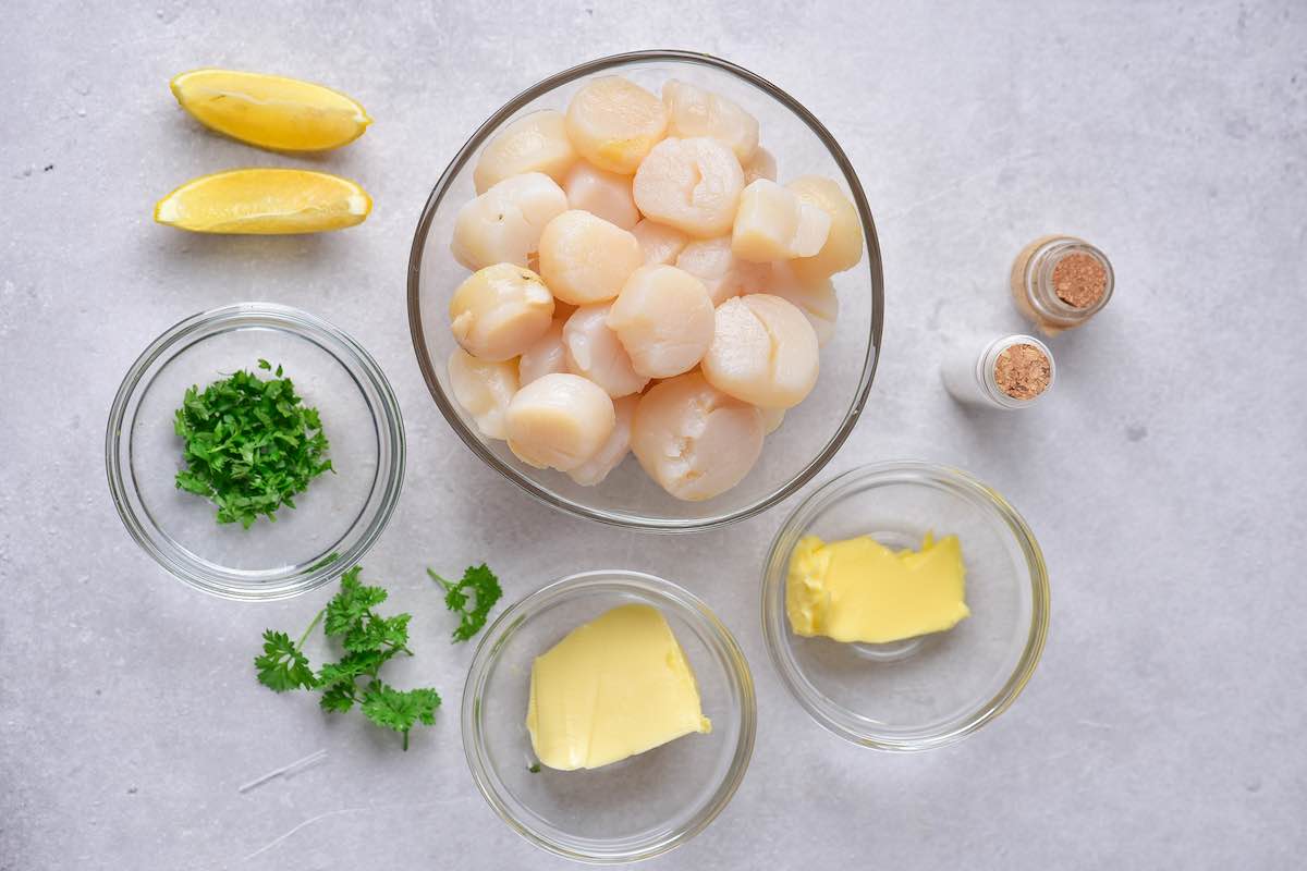 raw scallops in a bowl.