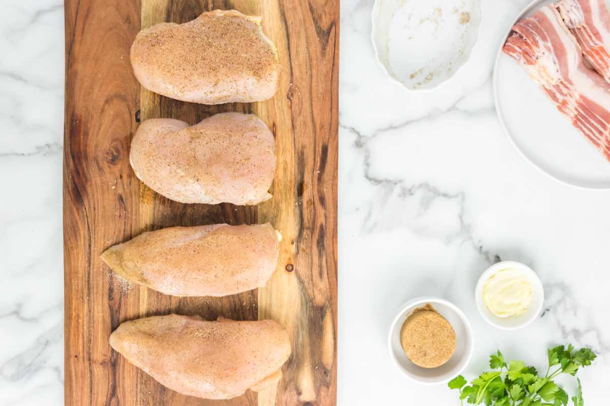 raw seasoned chicken breast fillets.
