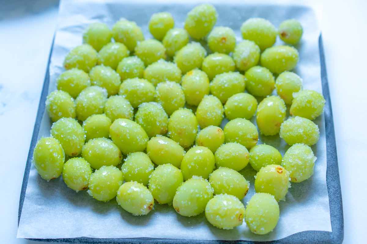 freezing sugar coated grapes.