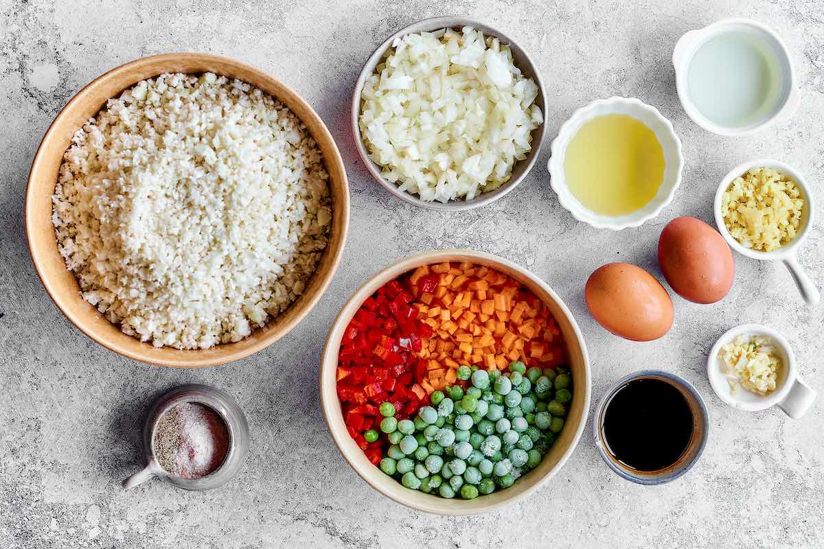 riced cauliflower in a bowl.