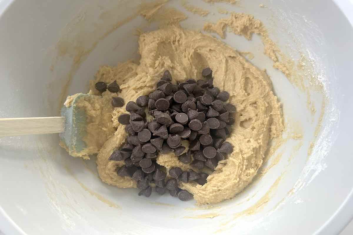 bowl of dairy free cookie dough.