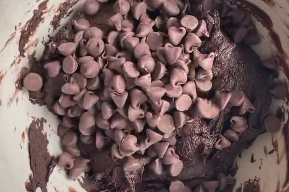 batter with chocolate chips folded through.