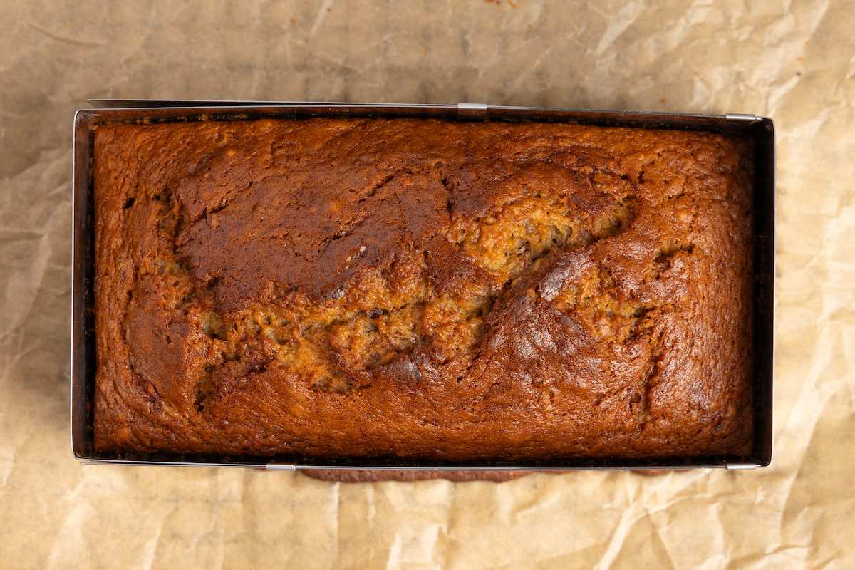 baked eggless banana bread.