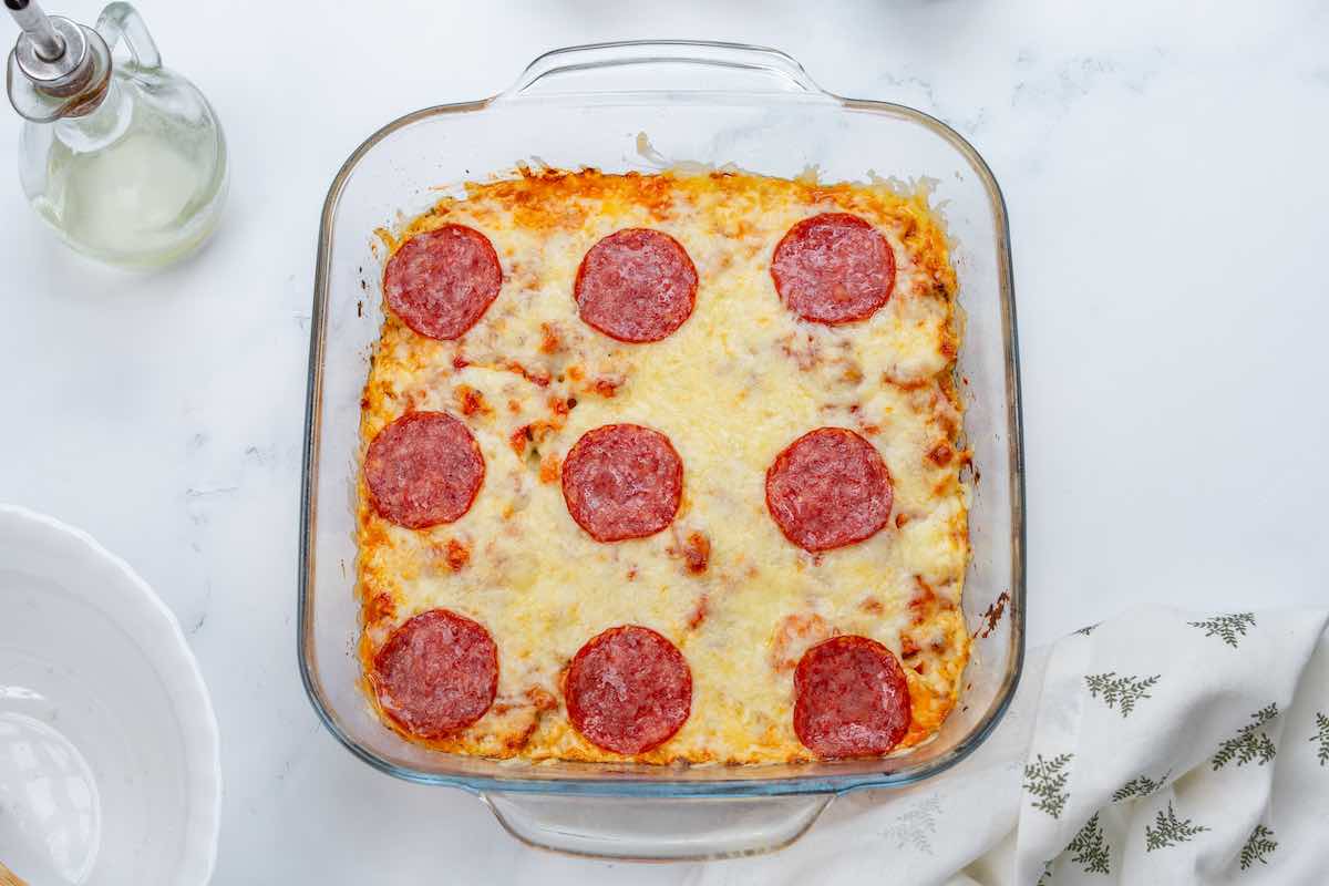 baked pizza casserole.