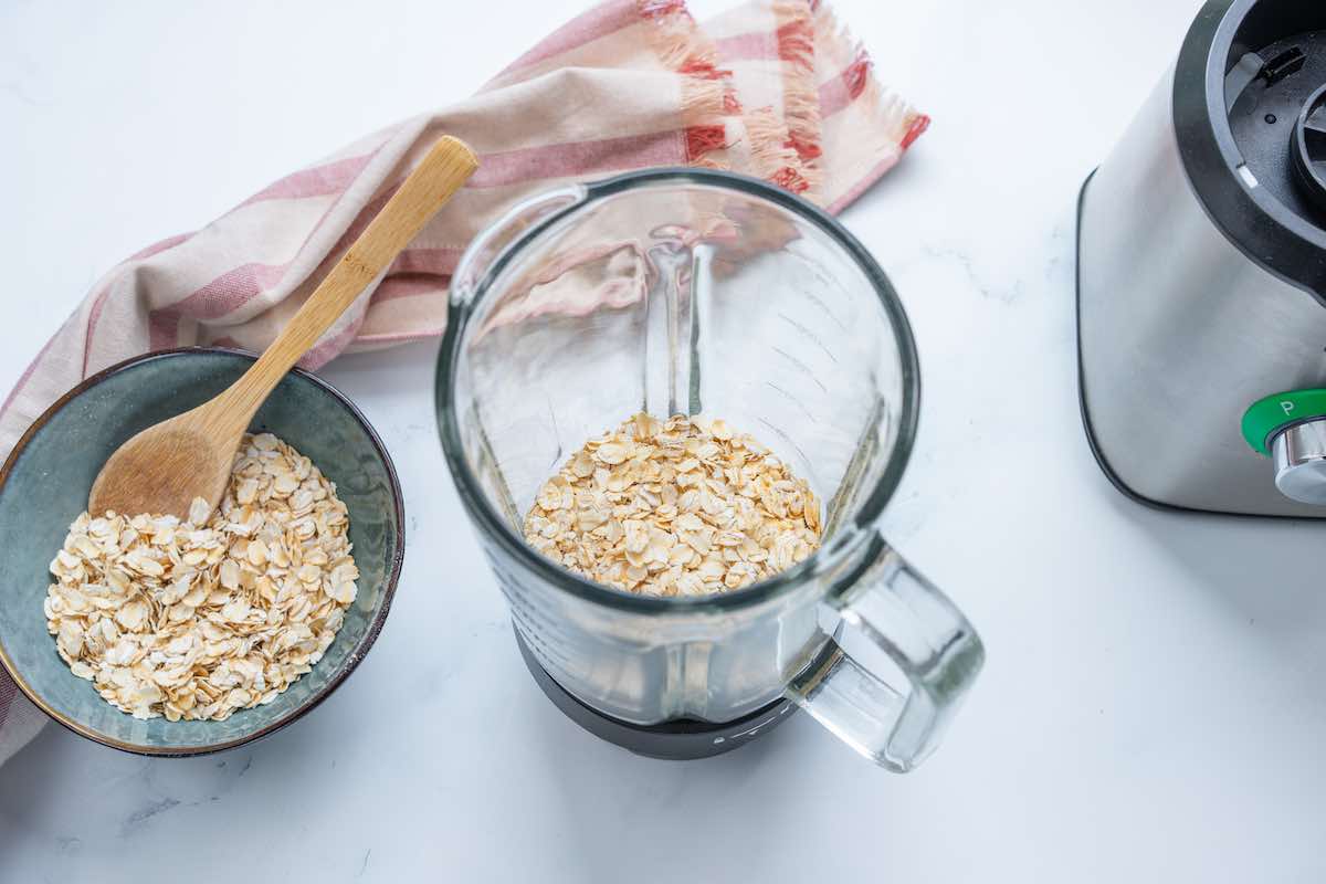 rolled oats in a blender.