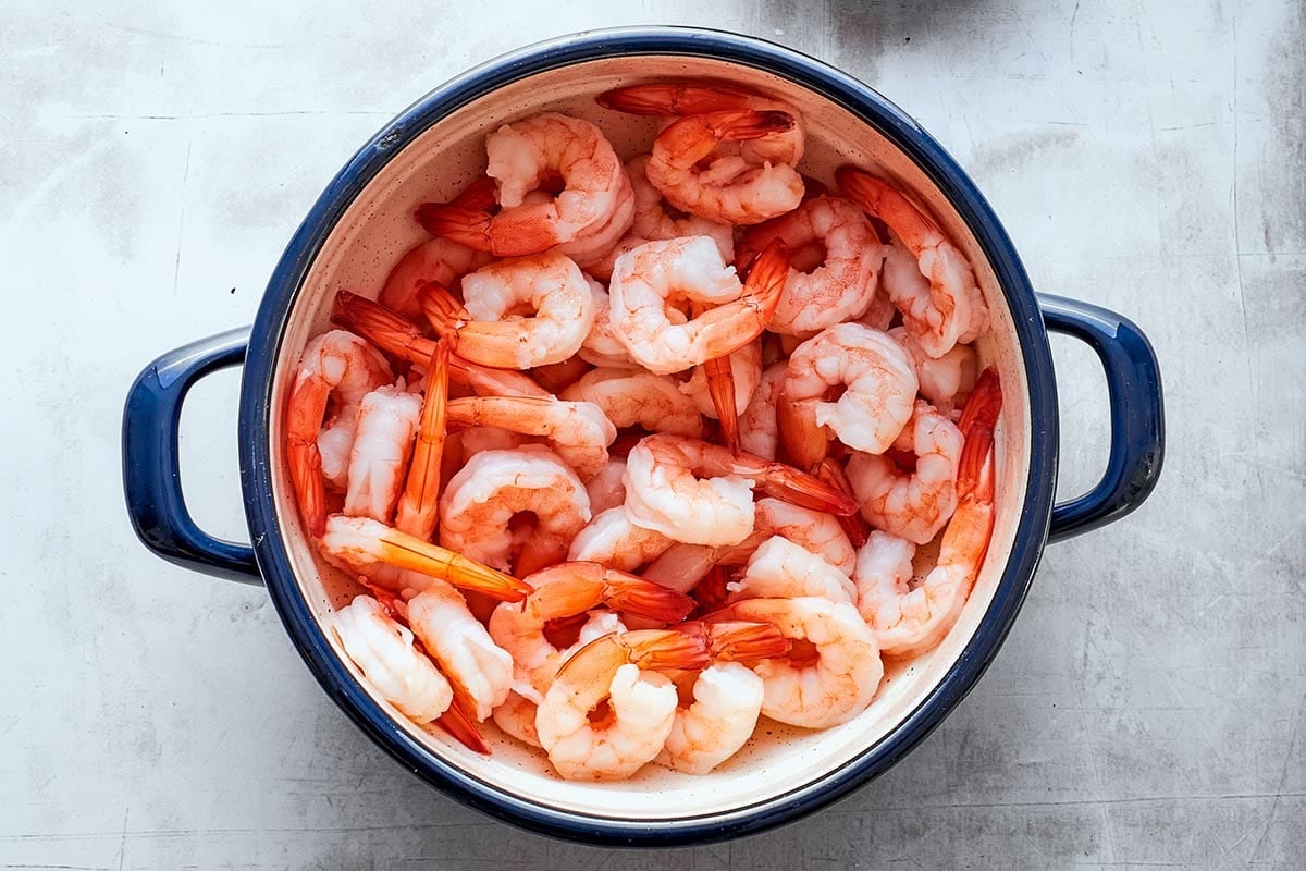 raw shrimp in a bowl.