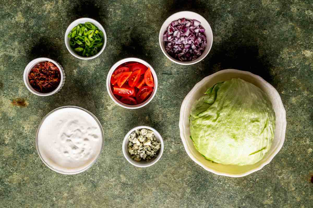 wedge salad dressing ingredients in a bowl.
