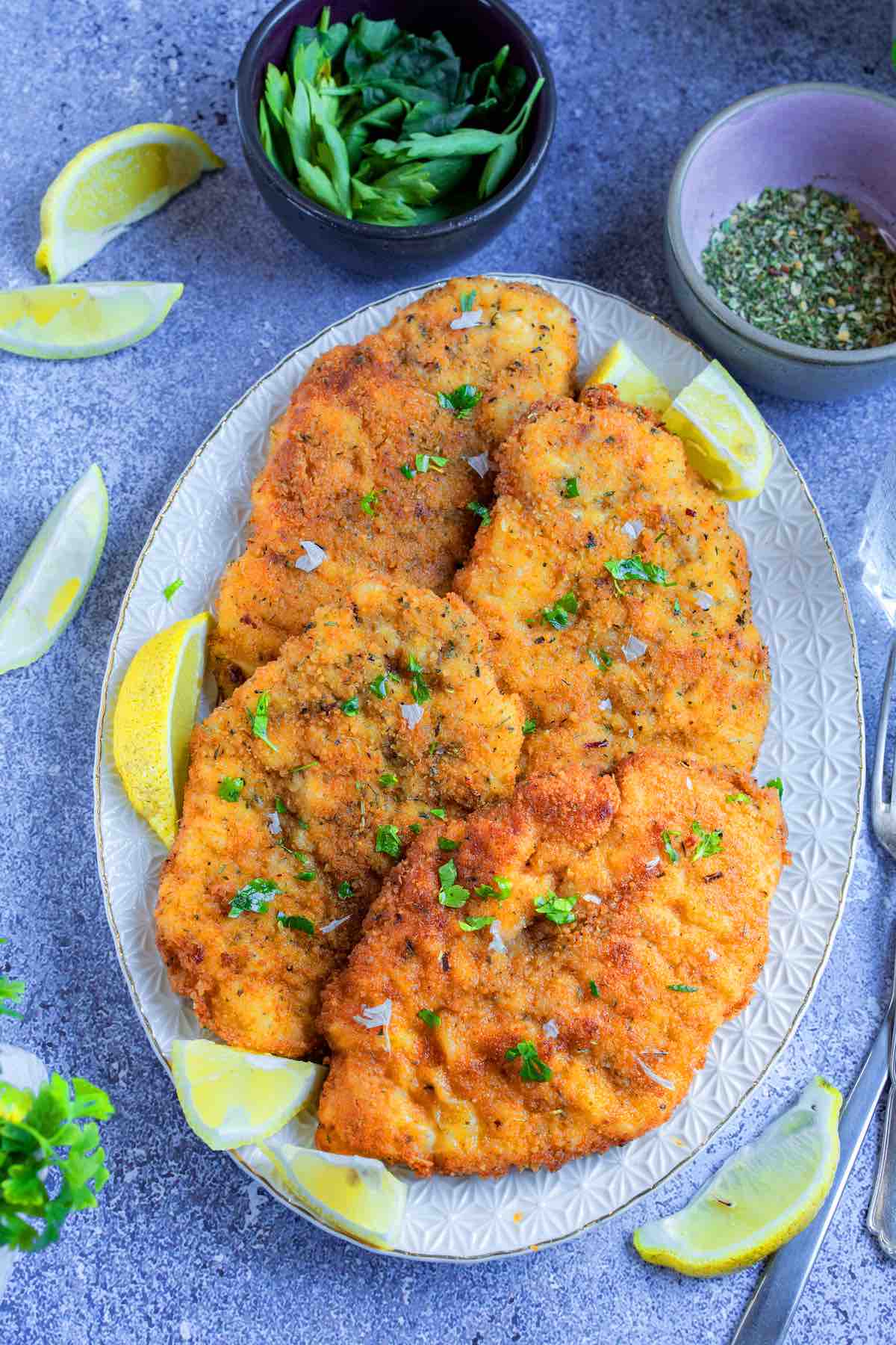 crispy air fryer chicken cutlets.