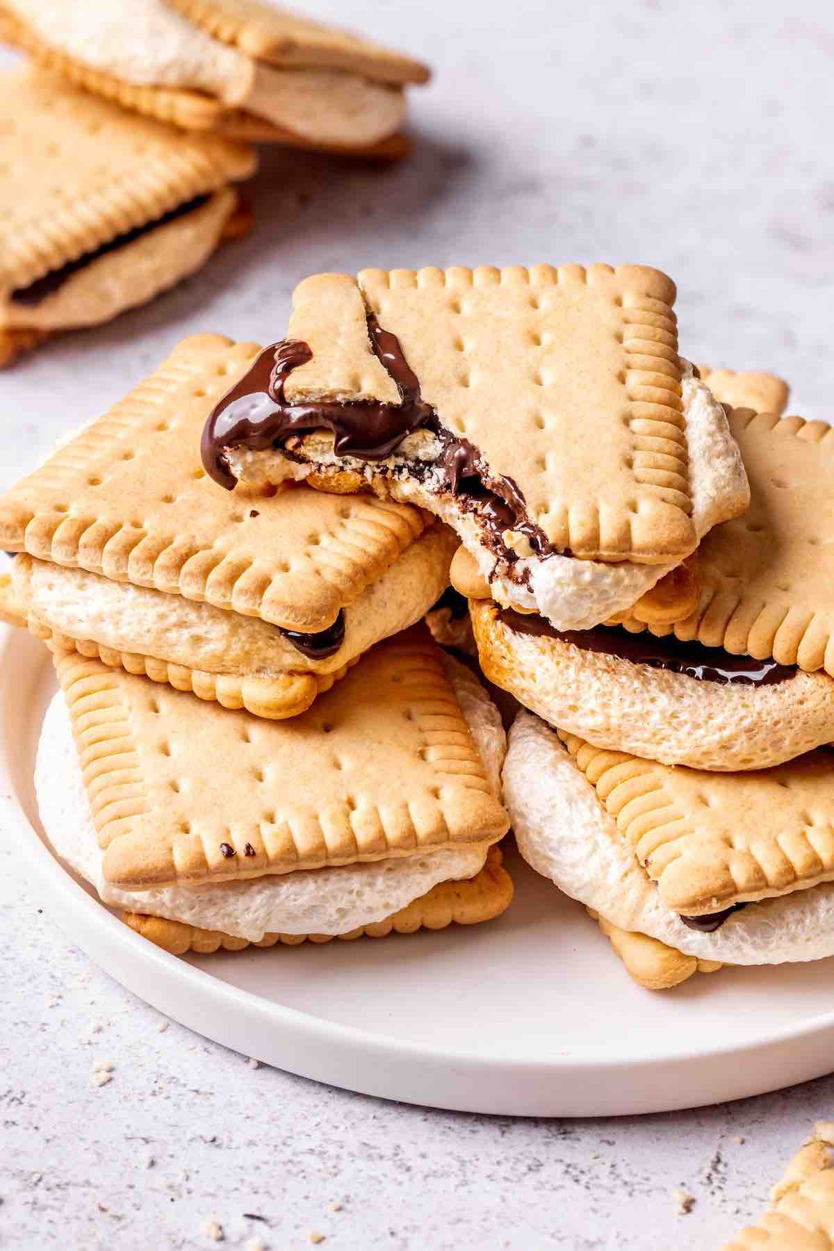 air fried smores on a plate.