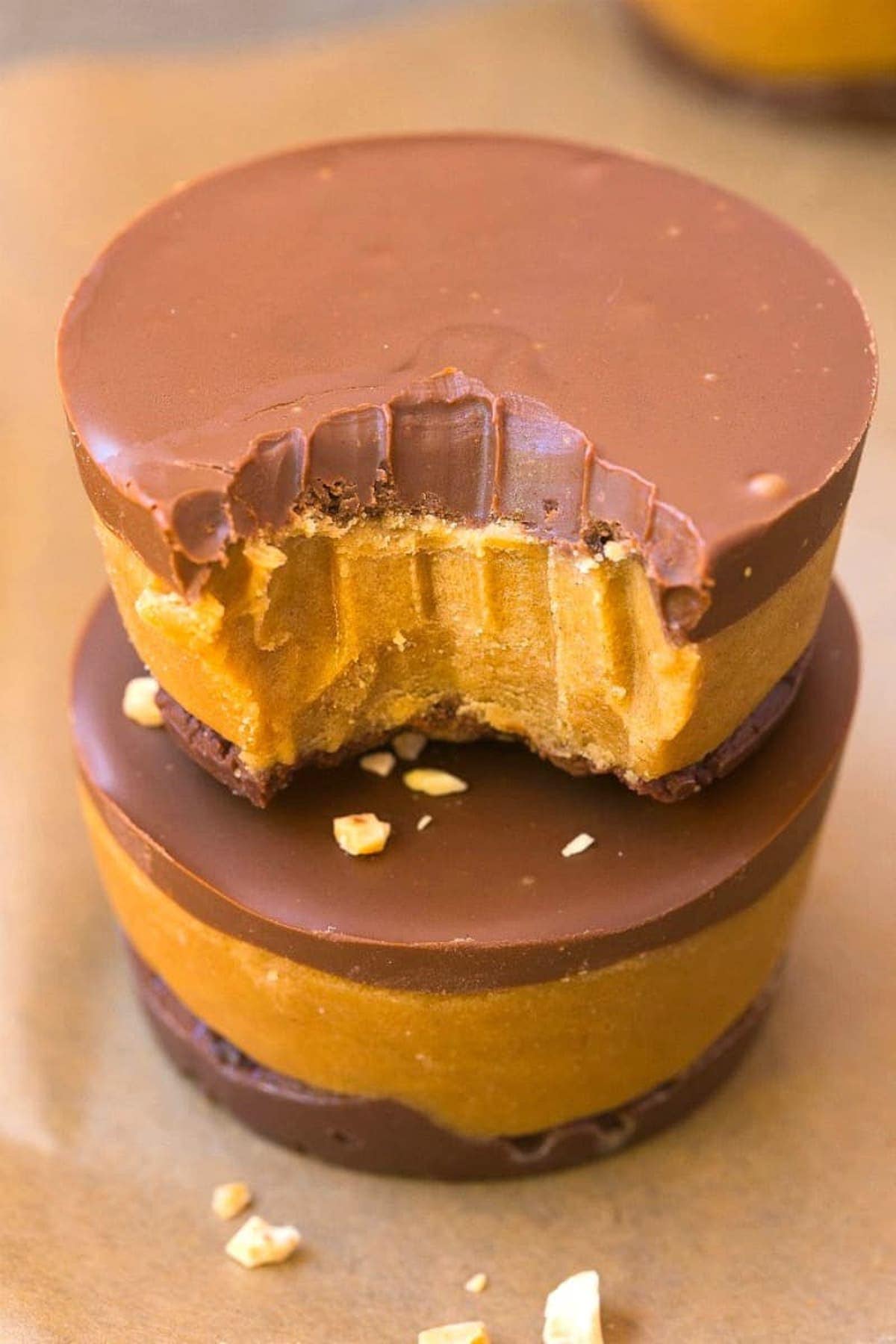 almond butter cups with chocolate on top.
