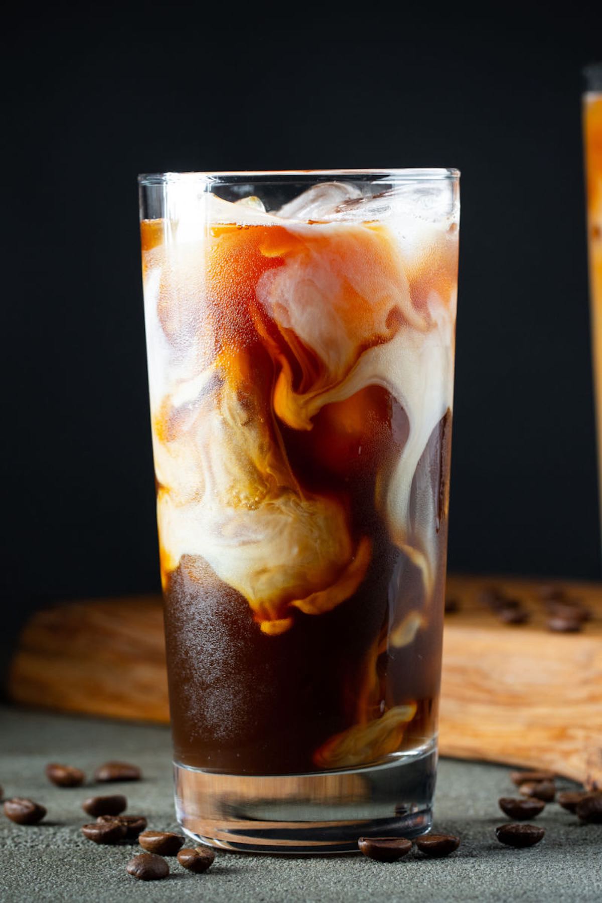 cold brew concentrate mixed with milk and water.
