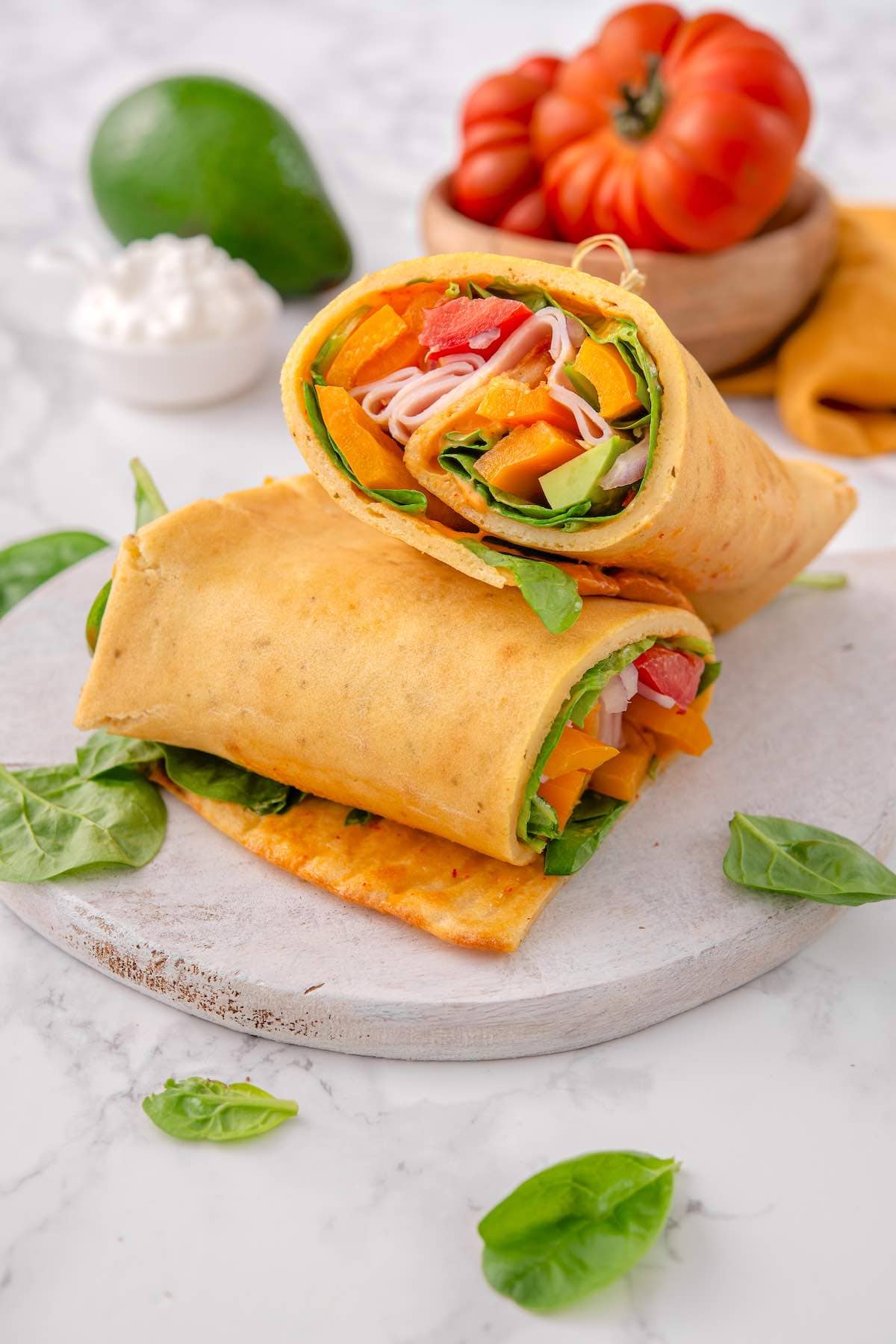 cottage cheese wraps on a plate.