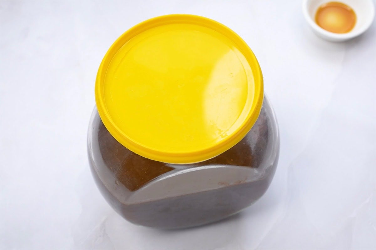 cold brew concentrate in a jar.