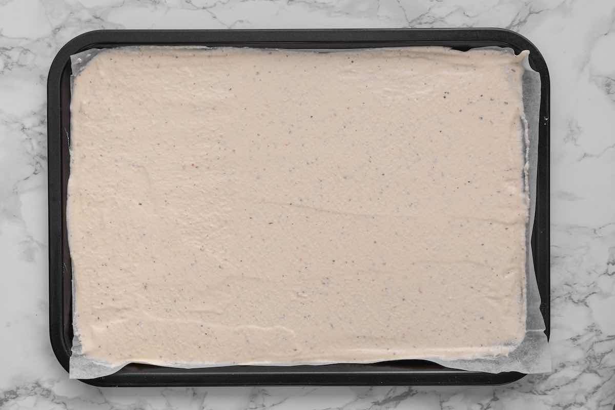 cottage cheese wrap mixture on a baking sheet.