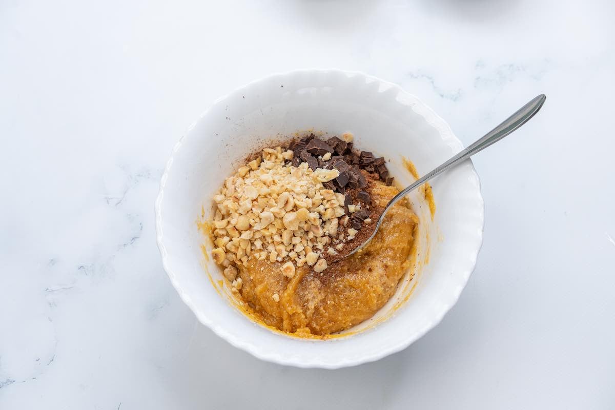 hazelnut cookie dough in a bowl.