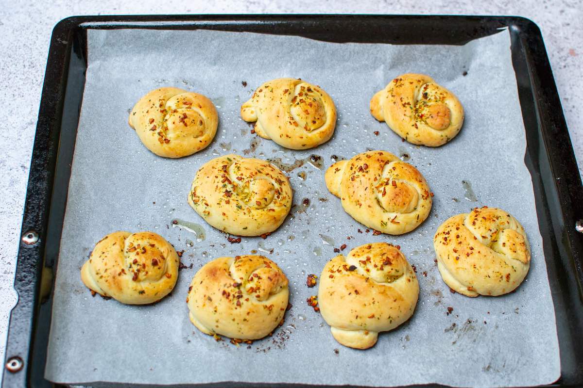 baked garlic knots.