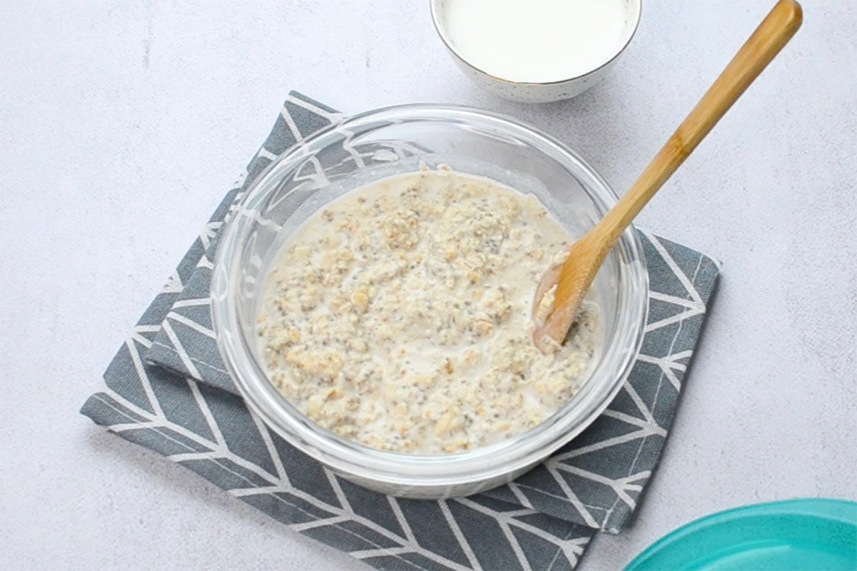 set overnight protein oats in a bowl.