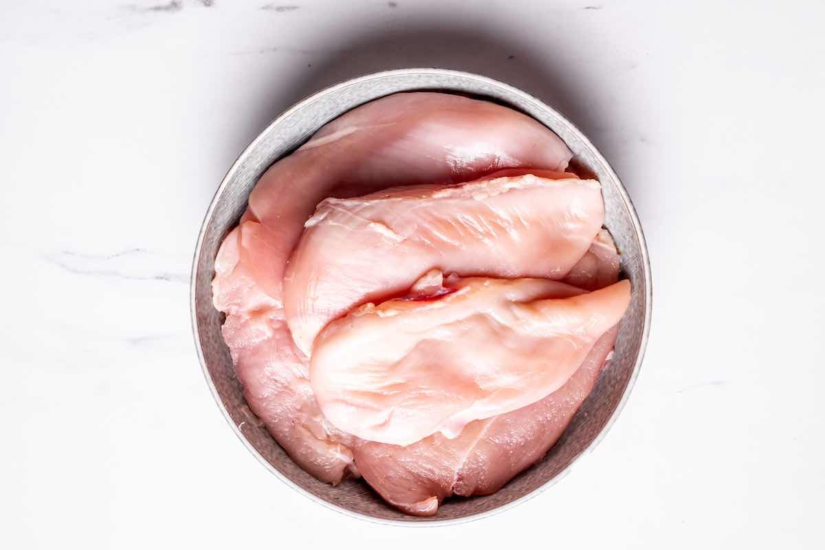 raw chicken breasts patted dry.