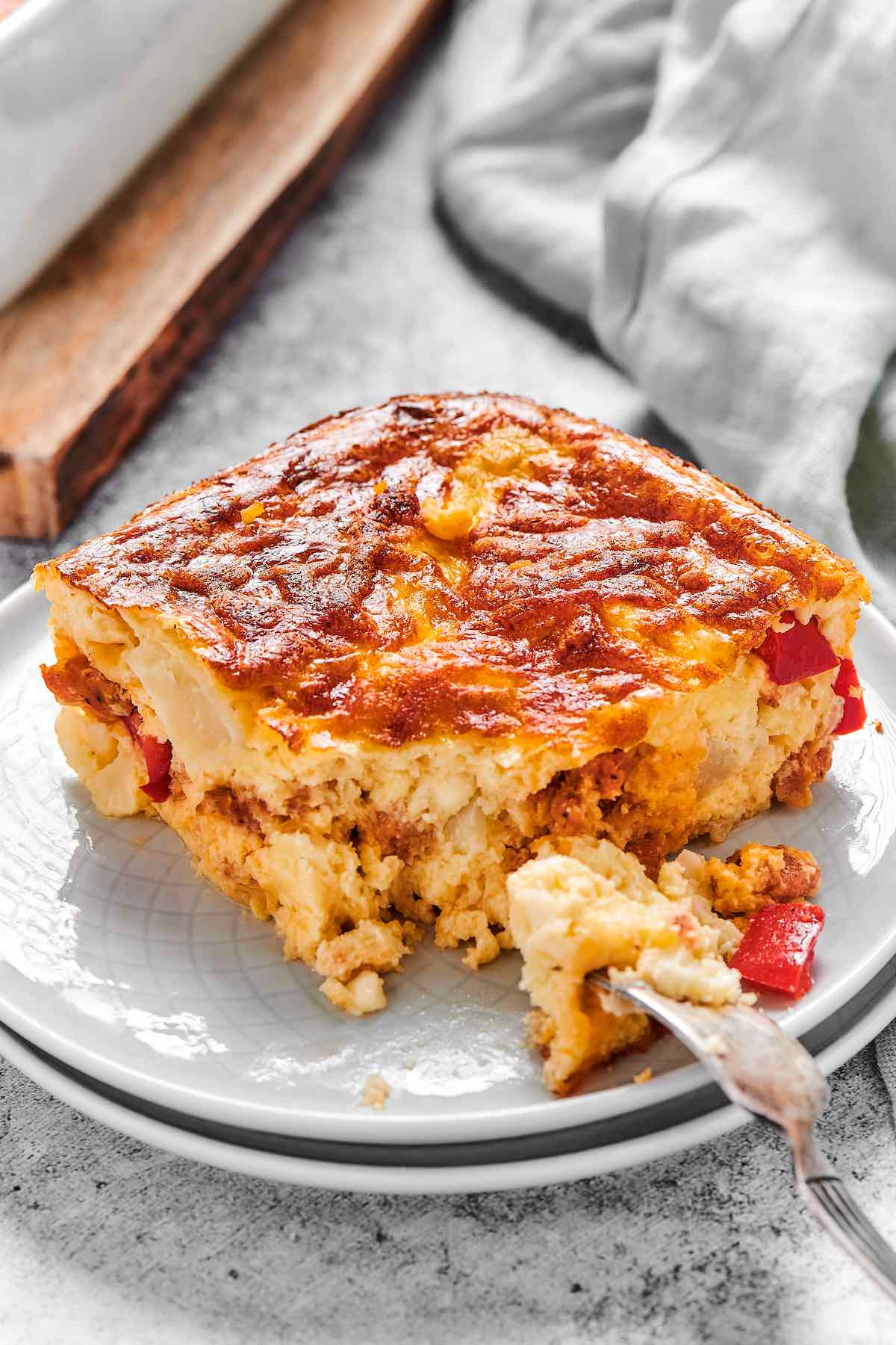 low carb breakfast casserole on a plate.
