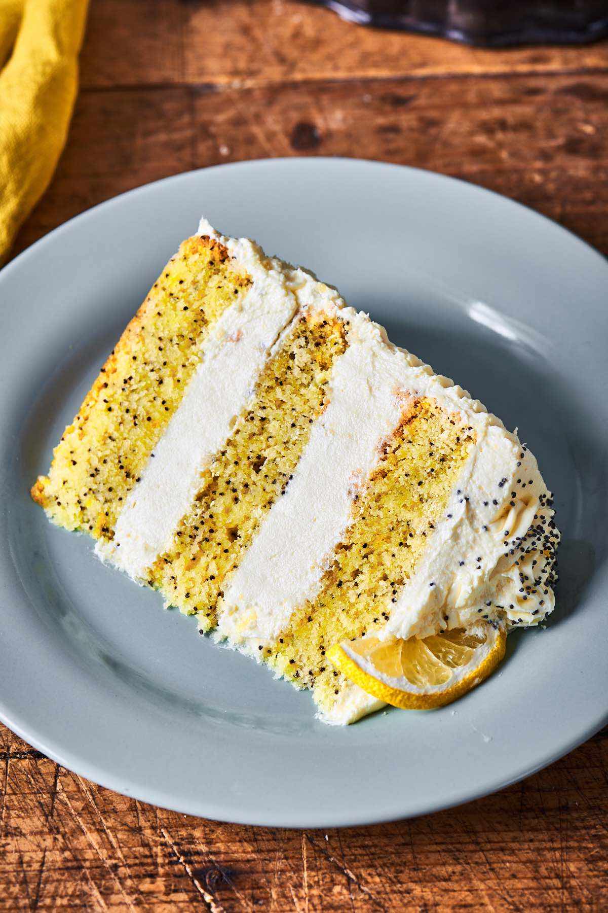 slice of lemon poppy seed cake.