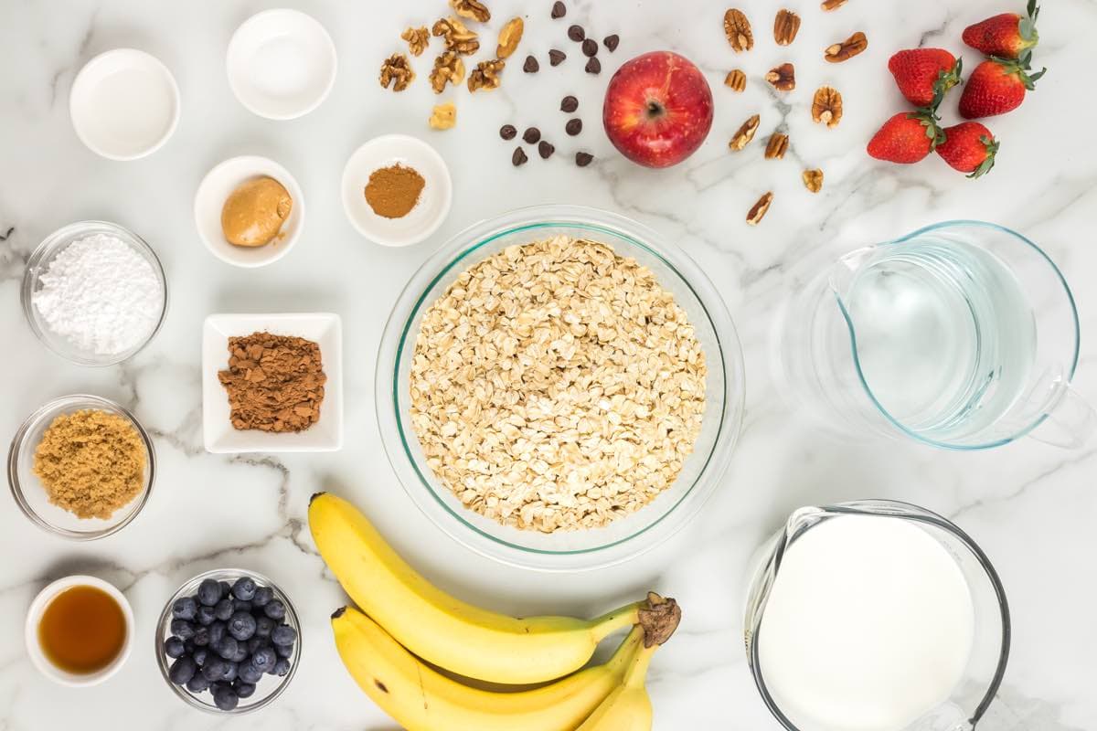 overnight oats with protein powder ingredients.