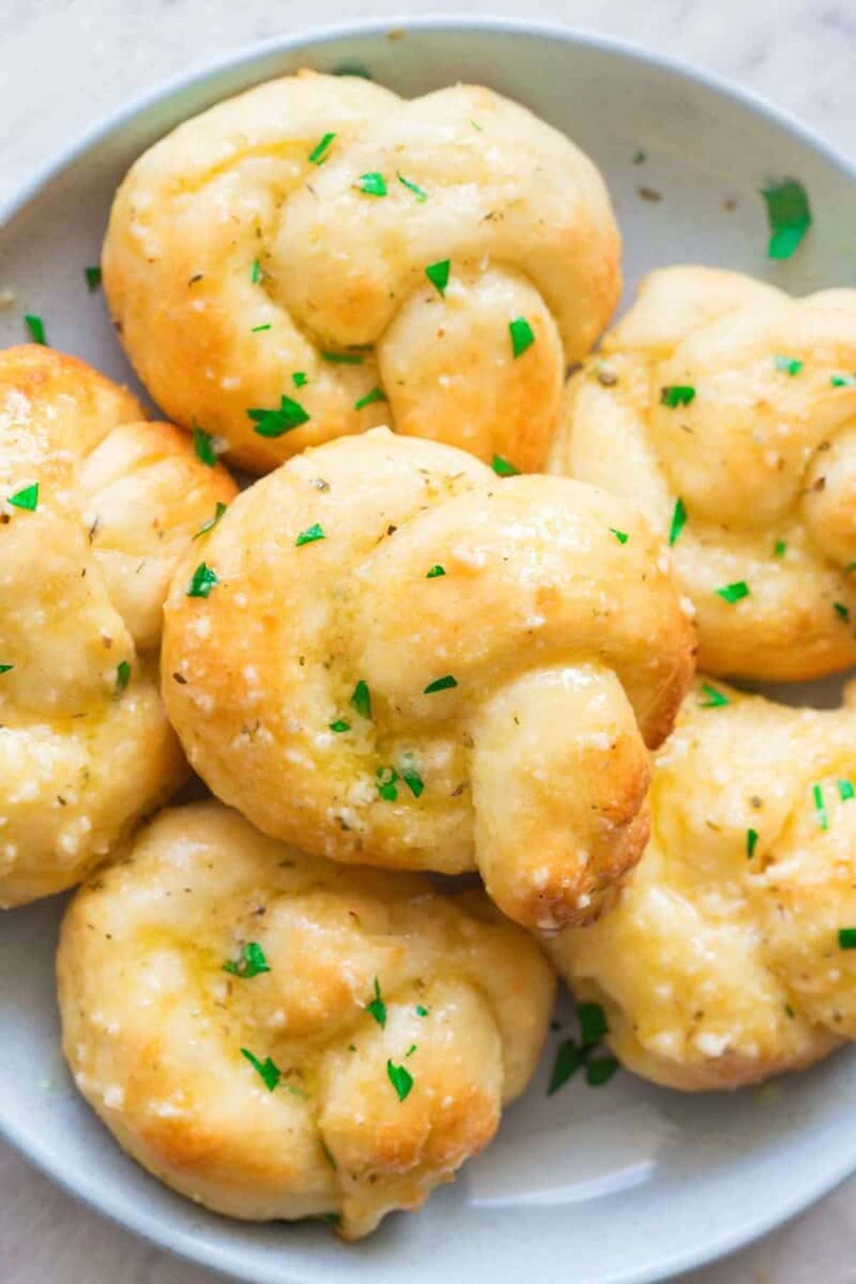 garlic knots using pizza dough.